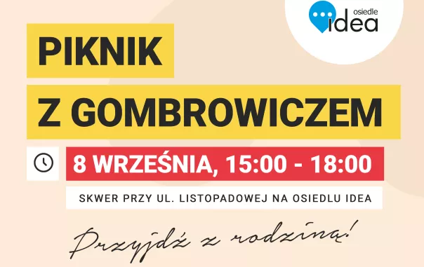 Zapraszamy na Piknik z Gombrowiczem na Osiedlu Idea w Radomiu.